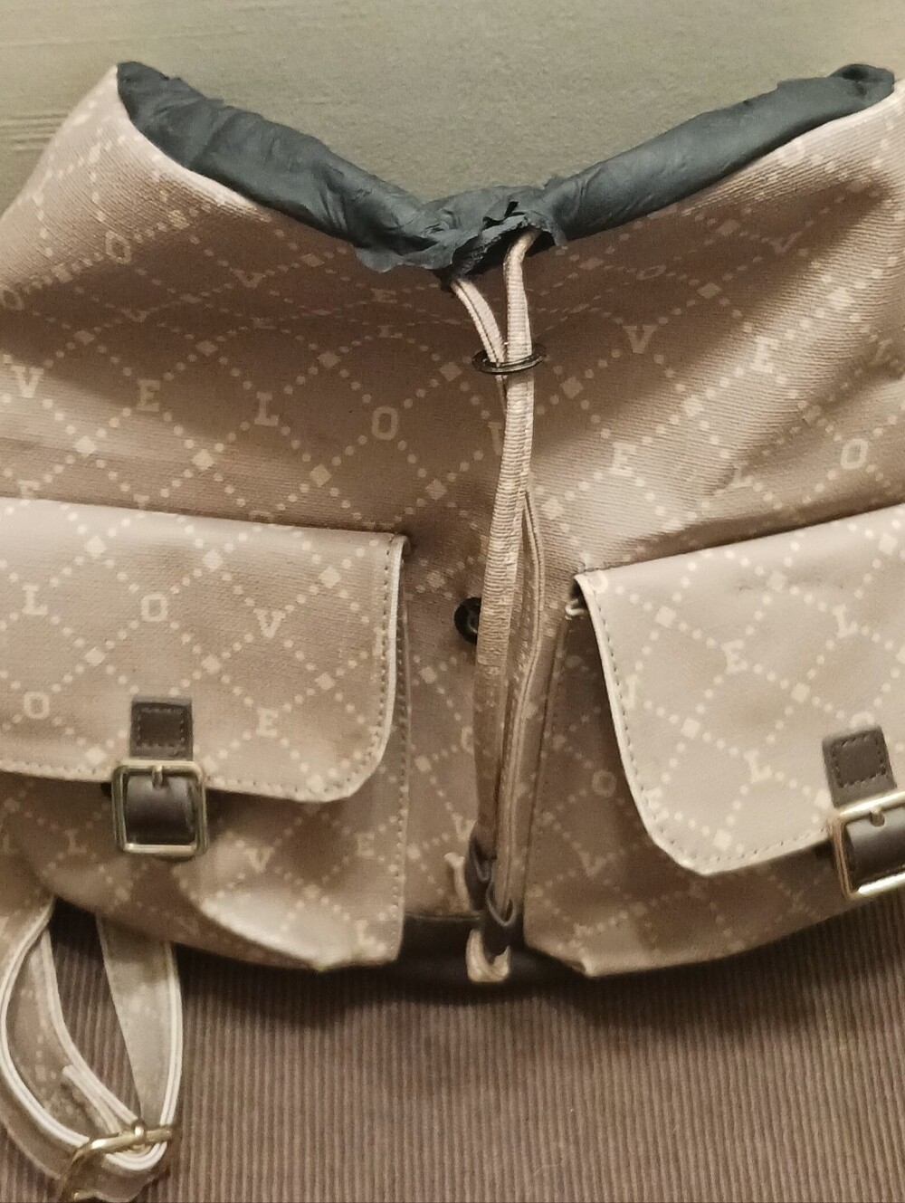 Beige Patterned Women's Backpack
